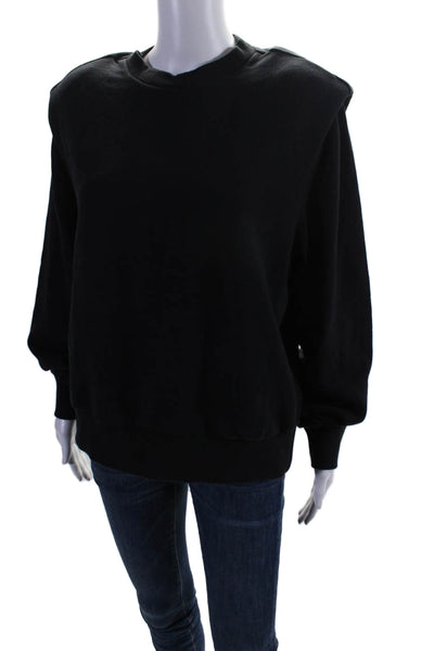 Pistola Womens Cotton Shoulder Padded Crewneck Sweatshirt Top Black Size S