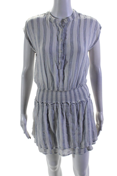 Rails Women's Round Neck Sleeveless Smocked Waist Mini Dress Striped Size S