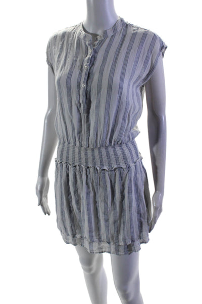 Rails Women's Round Neck Sleeveless Smocked Waist Mini Dress Striped Size S