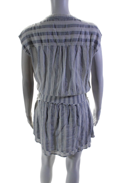 Rails Women's Round Neck Sleeveless Smocked Waist Mini Dress Striped Size S