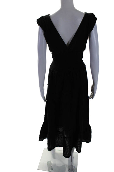 Felicite Women's V-Neck Sleeveless Smocked Tiered Maxi Dress Black Size 2