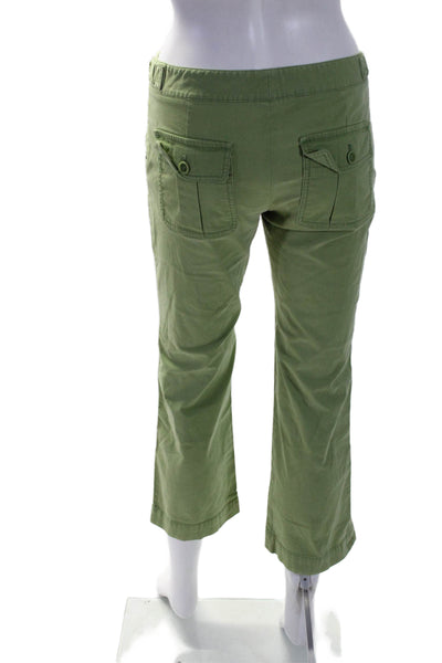 Theory Women's Hook Closure Flat Front Straight Leg Pants Green Size 2