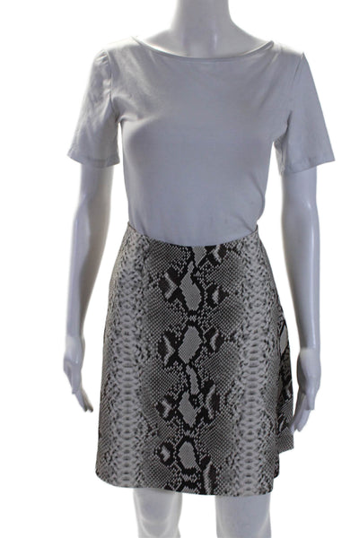 Carven Womens Brown Python Print Zip Back Knee Length A-line Skirt Size L