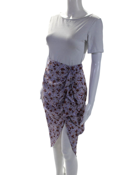 Veronica Beard Womens Lilac Floral Print Ruched Hi-Low Pencil Skirt Size M