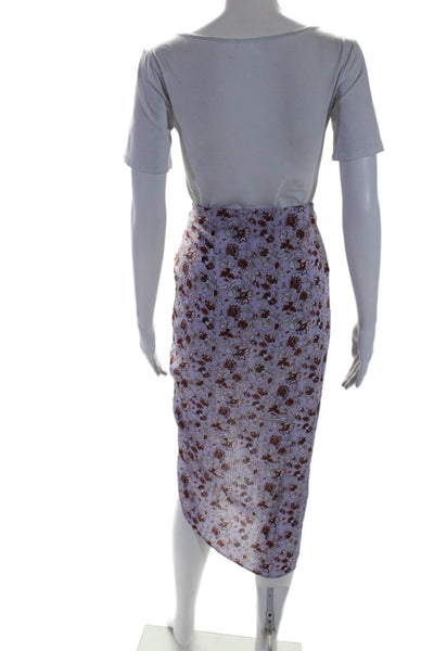 Veronica Beard Womens Lilac Floral Print Ruched Hi-Low Pencil Skirt Size M