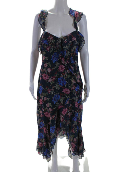 Wayf Women's V-Neck Sleeveless Ruffle Asymmetrical Floral Maxi Dress Size M