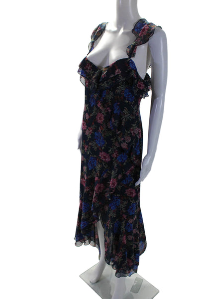 Wayf Women's V-Neck Sleeveless Ruffle Asymmetrical Floral Maxi Dress Size M