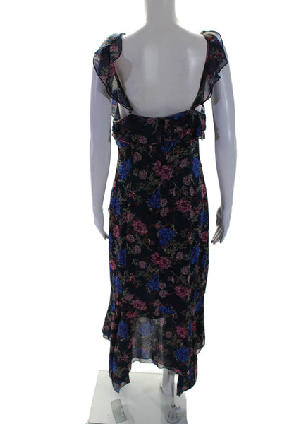 Wayf Women's V-Neck Sleeveless Ruffle Asymmetrical Floral Maxi Dress Size M