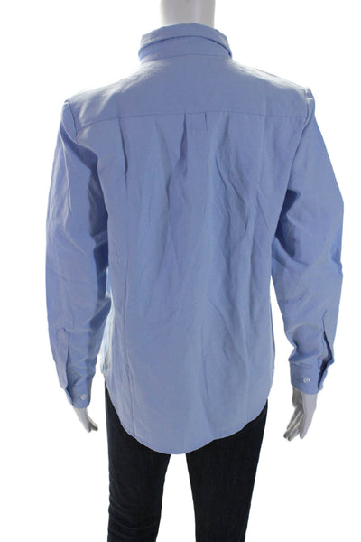 Katie Kime Women's Collared Long Sleeves Button Down Shirt Blue Size S