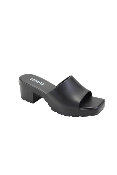 Schutz Womens One Strap Open Toe Slide On Mules Sandals Heels Black Size 8