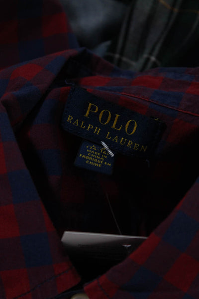 Polo Ralph Lauren Boys Red Cotton Collar Long Sleeve Button Down Shirt Size L