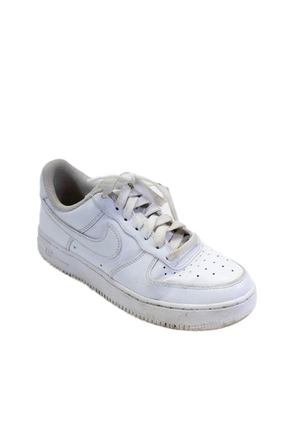 Nike Unisex Kids Leather Round Toe Lace Up Low Top Sneakers White Size 7