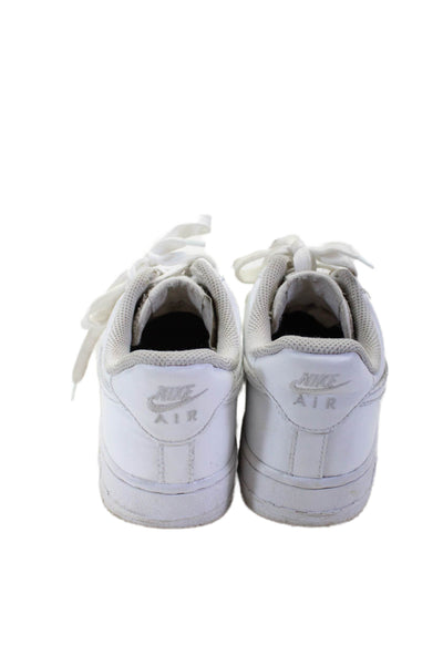 Nike Unisex Kids Leather Round Toe Lace Up Low Top Sneakers White Size 7