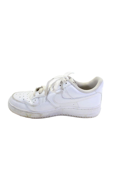 Nike Unisex Kids Leather Round Toe Lace Up Low Top Sneakers White Size 7