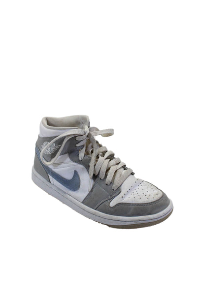 Nike Unisex Kids Leather Round Toe Lace Up High Top Sneakers White Size 7