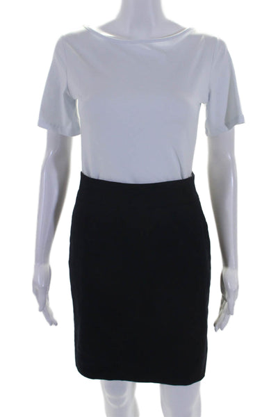 J Crew Womens Cotton Lined Back Zip Short Pencil Skirt Navy Blue Size 0