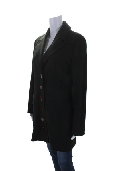 Nicholas Womens Collared Darted Buttoned Duster Blazer Jacket Black Size 6