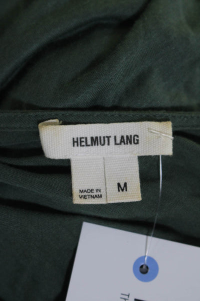 Helmut Lang Womens Dark Green Drape Neck Short Sleeve Blouse Top Size M