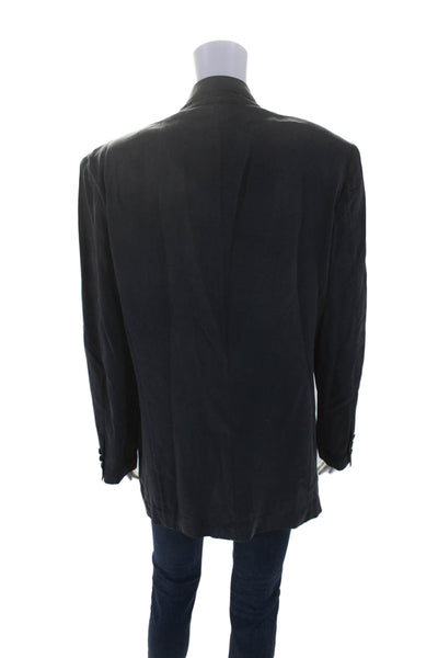 DKNY Jeans Womens Dark Gray Silk One Button Long Sleeve Blazer Size 8