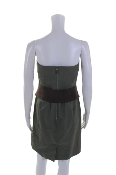 Michael Michael Kors Womens Cotton Darted Buckle Belted Midi Dress Green Size 10