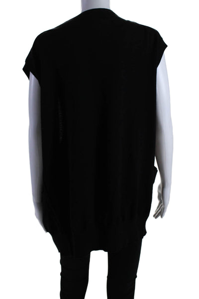 K.A.7 Womens Sleeveless Open Front Shell Sweater Black Wool Size Small