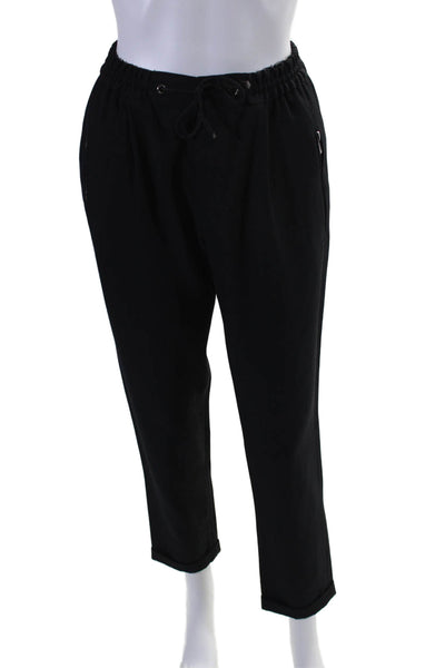 The Kooples Womens Ruched Drawstring Pleat Tapered Dress Pants Black Size EUR46