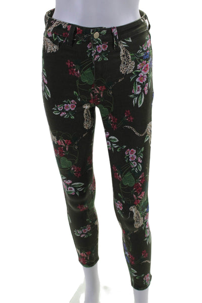 L'Agence Women's High Waist Button Closure Pockets Skinny Floral Pants Size 26