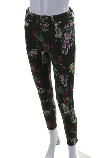 L'Agence Women's High Waist Button Closure Pockets Skinny Floral Pants Size 26