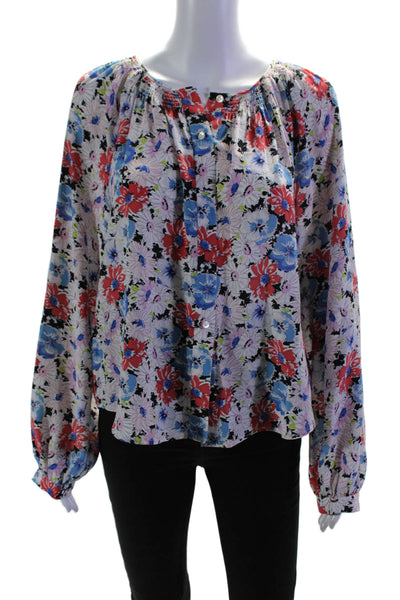 Veronica Beard Women's Long Sleeves Silk Button Down Floral Blouse Size 6