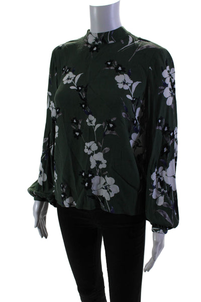 Yumi Kim Women's Round Neck Long Sleeves Tie Neck Floral Blouse Size M