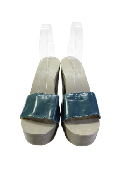 Bagno Nettuno Womens One Strap Open Toe Slide On Sandals Heels Green Size 40 10