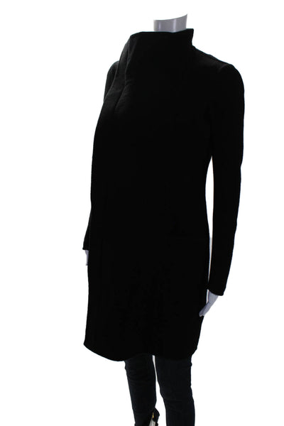 Rick Owens Womens Cashmere Asymmetrical Zipped Long Sleeve Coat Black Size 6