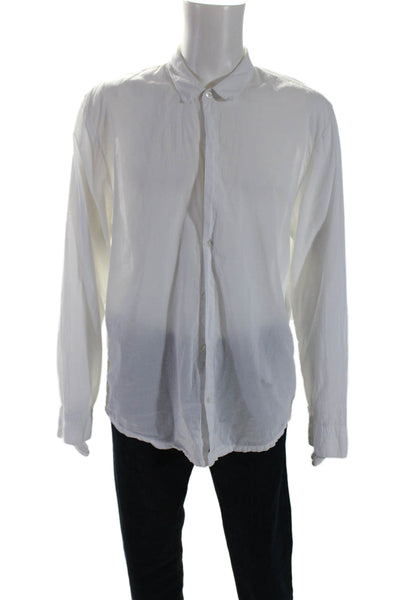 Standard James Perse Mens Long Sleeve Collared Button Down Shirt White Size 4