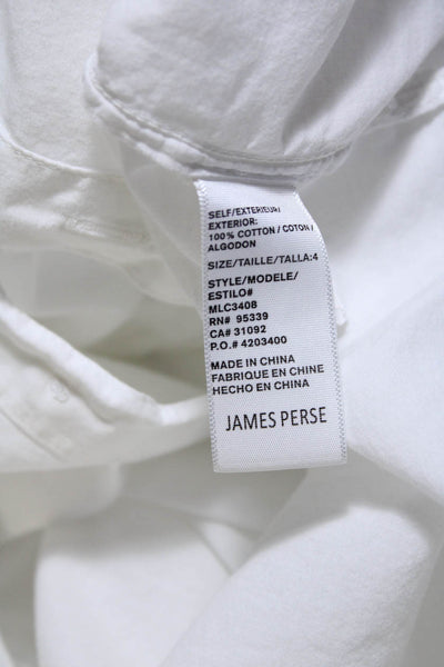 Standard James Perse Mens Long Sleeve Collared Button Down Shirt White Size 4