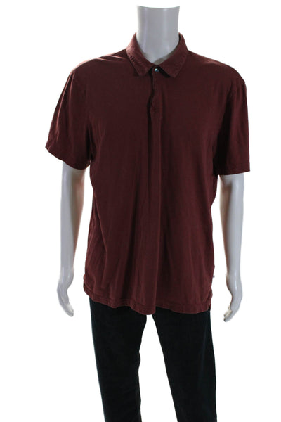 Standard James Perse Mens Cotton Short Sleeve Collared T shirt Red Size  4