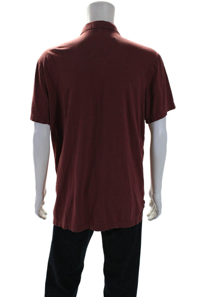 Standard James Perse Mens Cotton Short Sleeve Collared T shirt Red Size  4