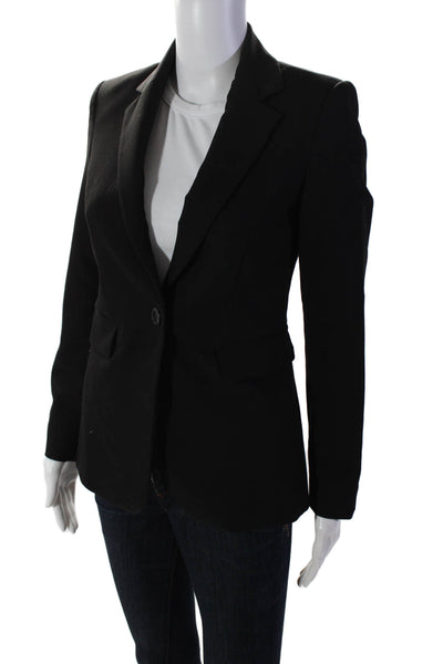 MNG Womens Notched Lapel Long Sleeve Single Vent One Button Blazer Black Size 1