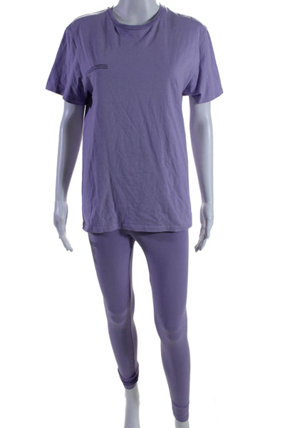 Pangaia Womens Cotton Crewneck T-Shirt Ankle Leggings Set Lavender Purple Size M