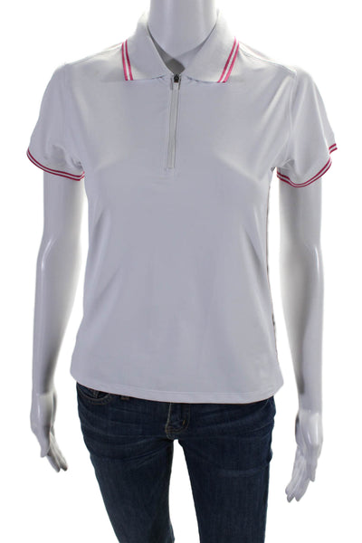 Tyler Boe Womens Short Sleeves Polo Shirt White Cabaret Red Size Extra Small