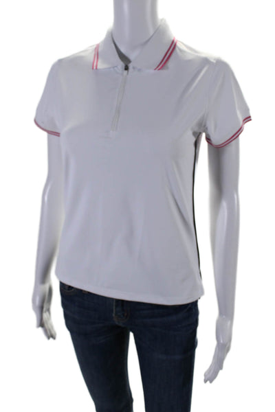Tyler Boe Womens Short Sleeves Polo Shirt White Cabaret Red Size Extra Small