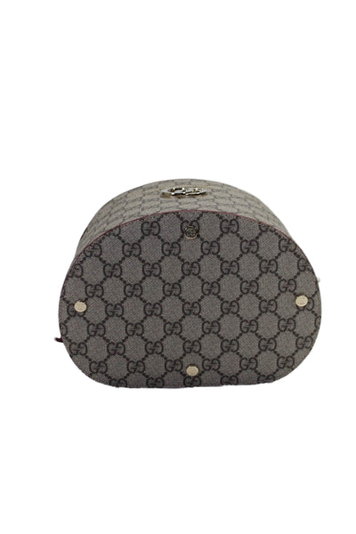 Gucci Womens Beige Leather GG Supreme Monogram Vanity Cosmetic Bag Handbag