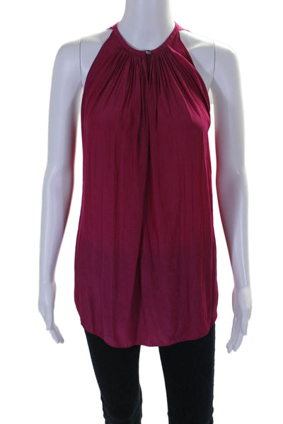 Ramy Brook Womens V-Neck Sleeveless Pullover Blouse Top Fuchsia Size S