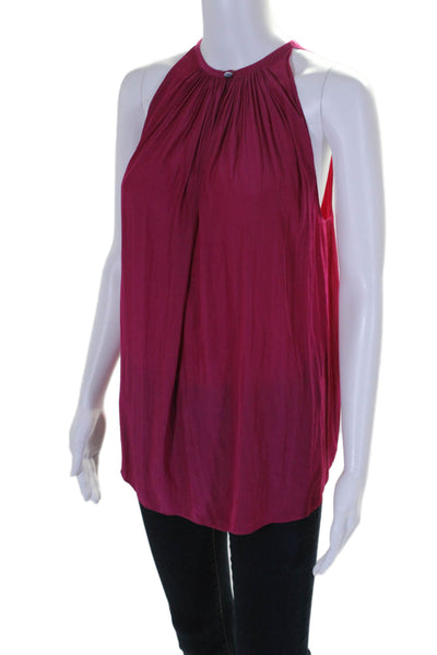 Ramy Brook Womens V-Neck Sleeveless Pullover Blouse Top Fuchsia Size S