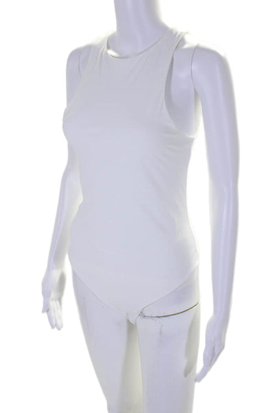 ALIX NYC Womens Stretch Round Neck Sleeveless Thong Bodysuit Top White Size 2