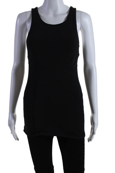 Lululemon Womens Black Open Front Scoop Neck Sleeveless Tank Top Size 2