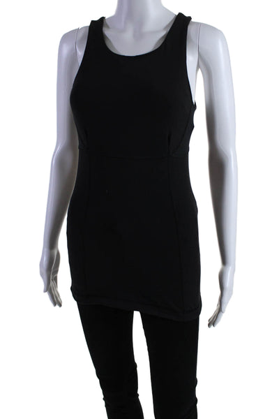 Lululemon Womens Black Open Front Scoop Neck Sleeveless Tank Top Size 2