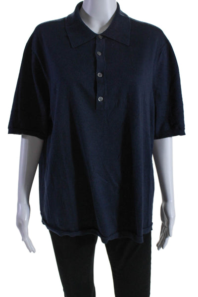 Michael Kors Womens Navy Blue Cotton Blend Short Sleeve Polo Top Size XL