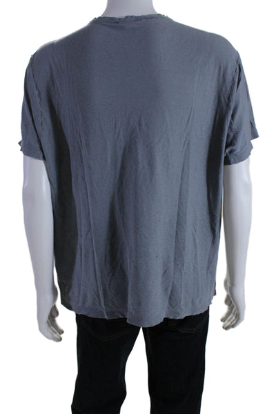 Standard James Perse Mens Short Sleeve Crew Neck Henley Tee Shirt Blue Size 4