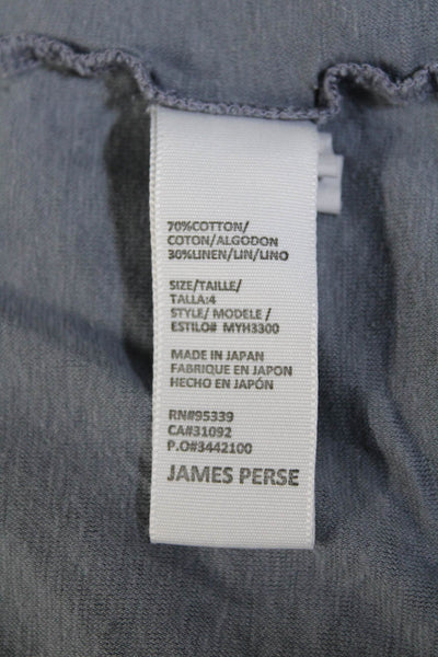 Standard James Perse Mens Short Sleeve Crew Neck Henley Tee Shirt Blue Size 4