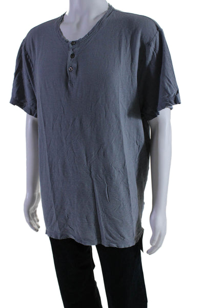 Standard James Perse Mens Short Sleeve Crew Neck Henley Tee Shirt Gray Size 4